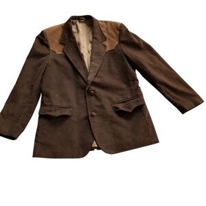 Pioneer Wear Blazer Men 44 Corduroy Suede VTG Western Sport Coat Made in USA